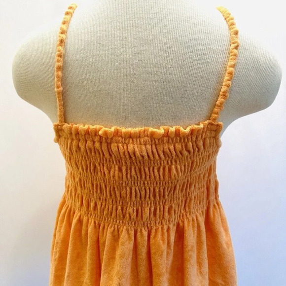 NWT SO Juniors Pullover Terry Cloth Smocked Peplum Orange Shirred Tank Sz Large - Picture 5 of 11